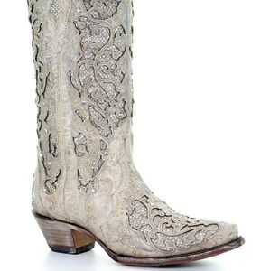 corral white glitter boots